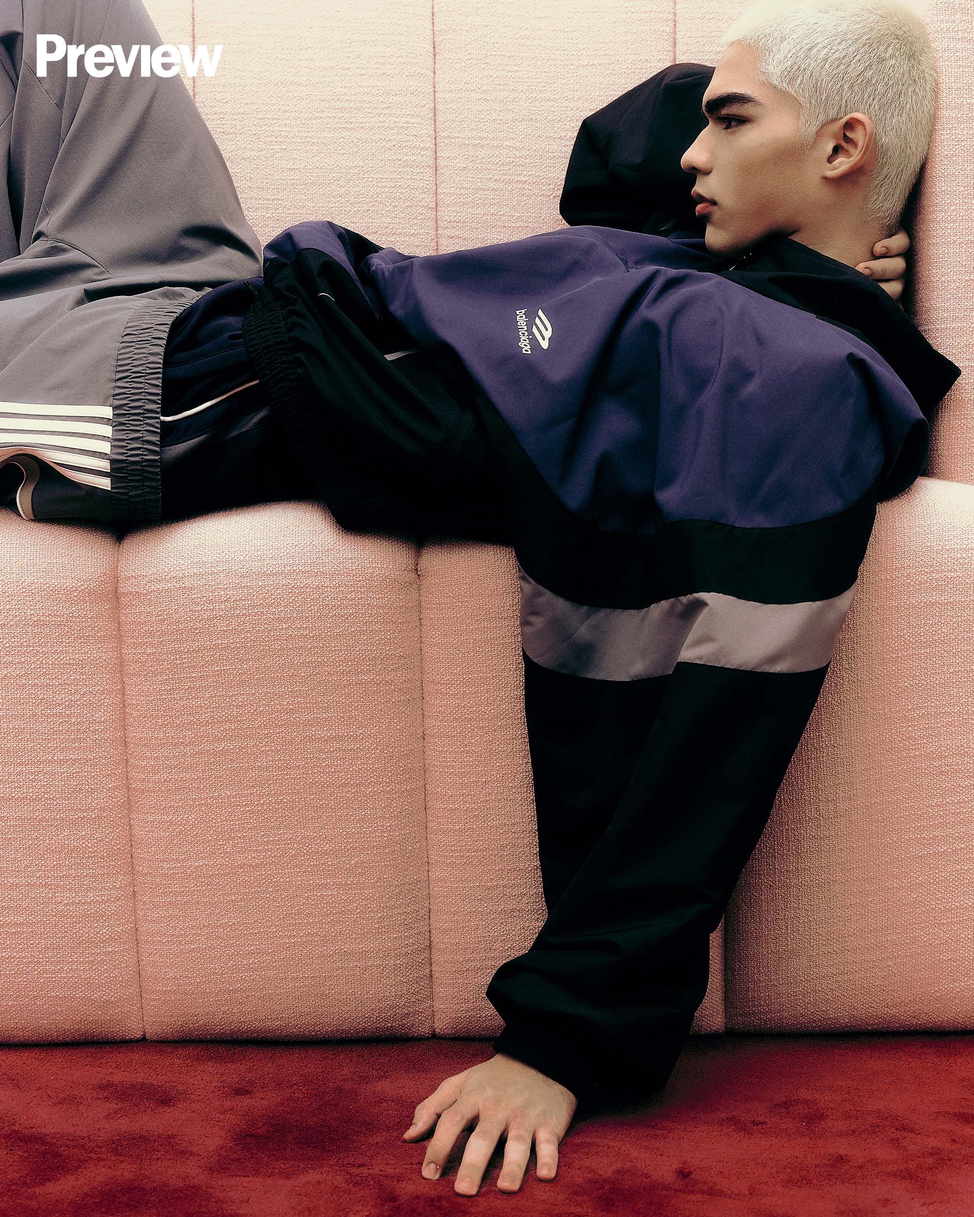 ON SUNIL: Tracksuit Jacket, P157,500. Tracksuit Pants, P139,500, BALENCIAGA, Greenbelt 4.